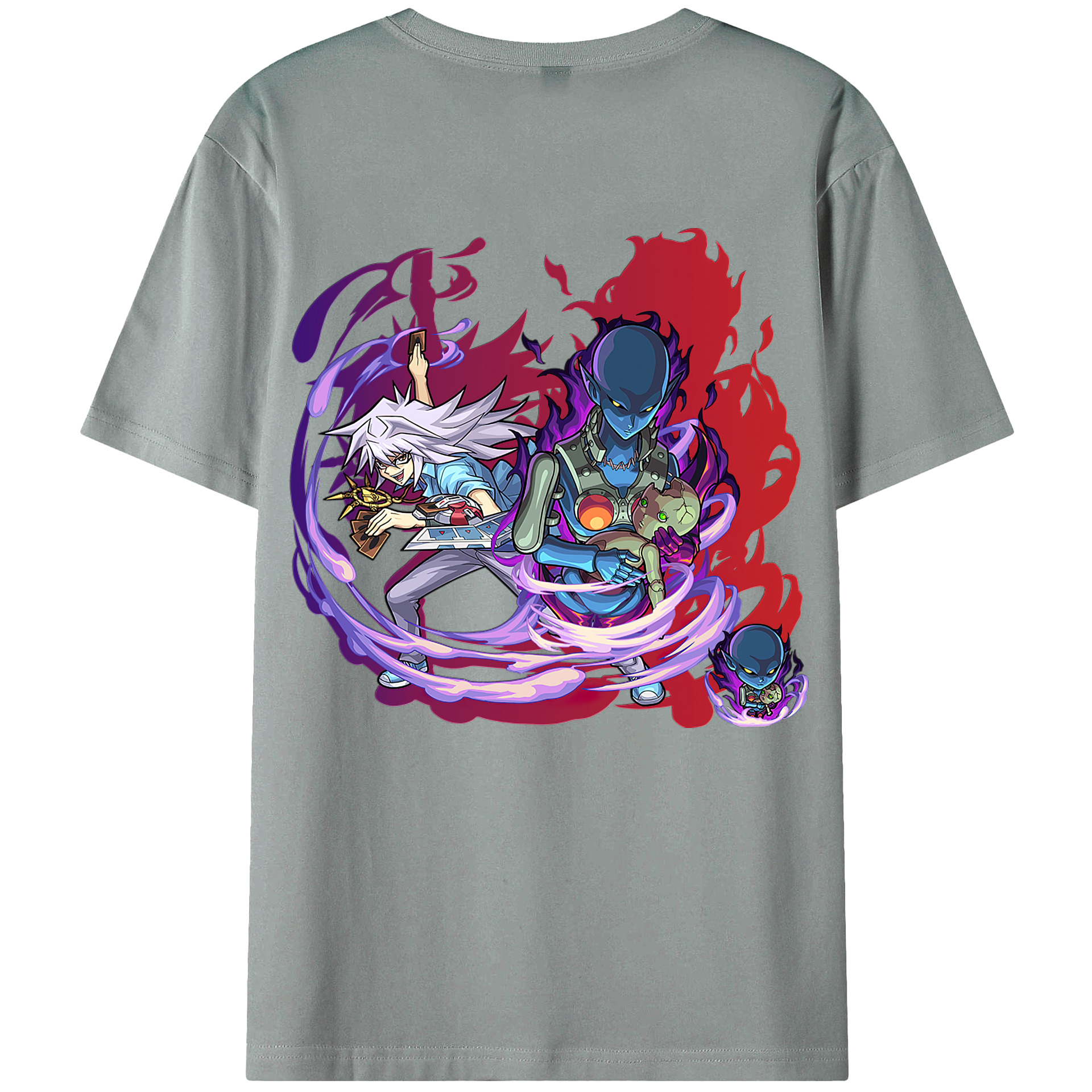 （画像用） 遊☆戯☆王 Yu-Gi-Oh! 綿100％ メンズ半袖Tシャツ（バックプリント） 通気性